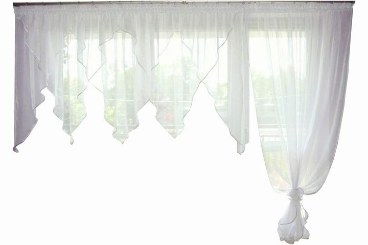 FKL DESIGN Home Deco Balkongardine Fertiggardine aus Voile Balkon Set Schöne Gardine AG18 A Modern