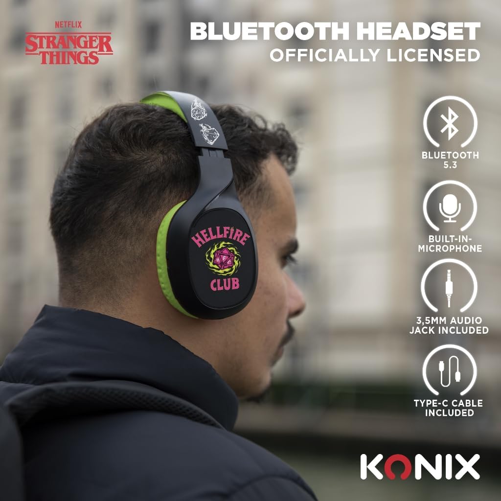 Konix Stranger Things On-Ear-Kopfhörer kabellos Bluetooth 5.3 PC, Smartphones, Tablets - Mikrofon -
