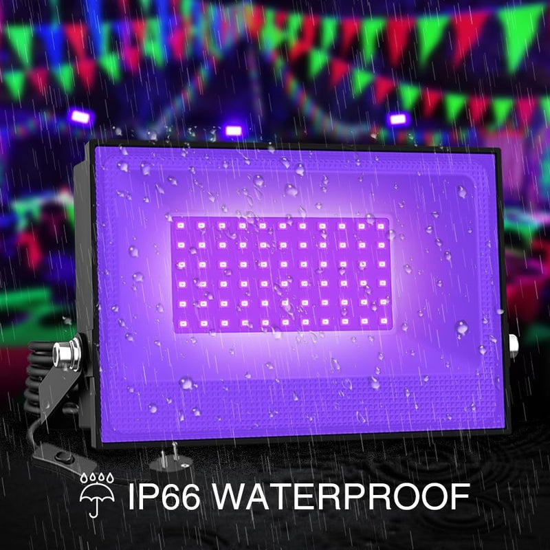 Onforu 2er 30W LED Schwarzlicht Strahler, UV Fluter mit Stecker, IP66 Wasserdicht Schwarzlichtlampe,