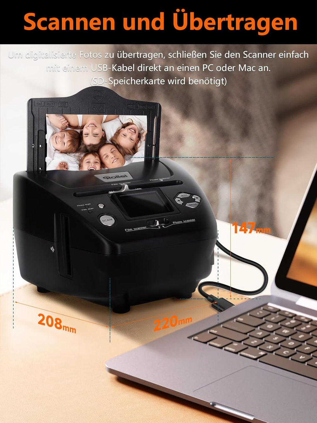 Rollei PDF-S 240 SE - Multiscanner für Fotos, Dias und Negative, sekundenschneller Scanvorgang, inkl