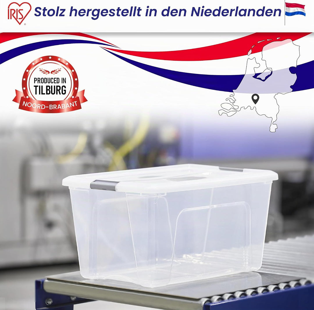 Iris Ohyama, Aufbewahrungsbox aus Kunststoff, 45 l Garagen-Aufbewahrungsbox, 6er-Set, BPA-frei, NTB-