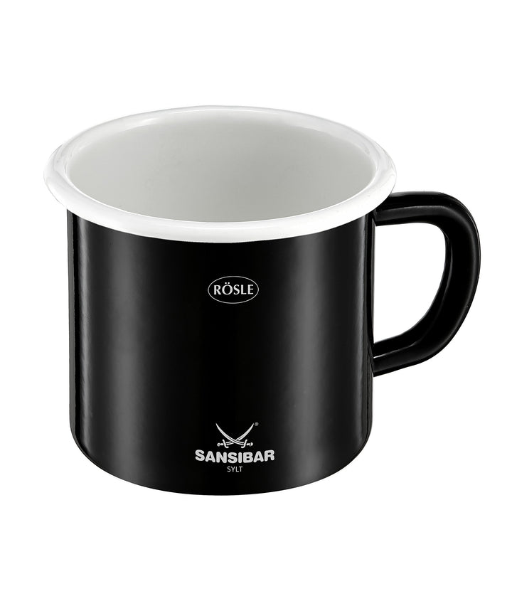 Rösle 43477 BBQ Tasse Sansibar emailliert, 2-teilig, schwarz / weiss, 12 x 9,5 x 8 cm