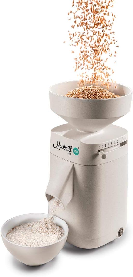 Getreidemühle Mockmill 100 | Made in Germany | Edelkorund und Keramik Mahlstein (Mockmill 100 + Bio