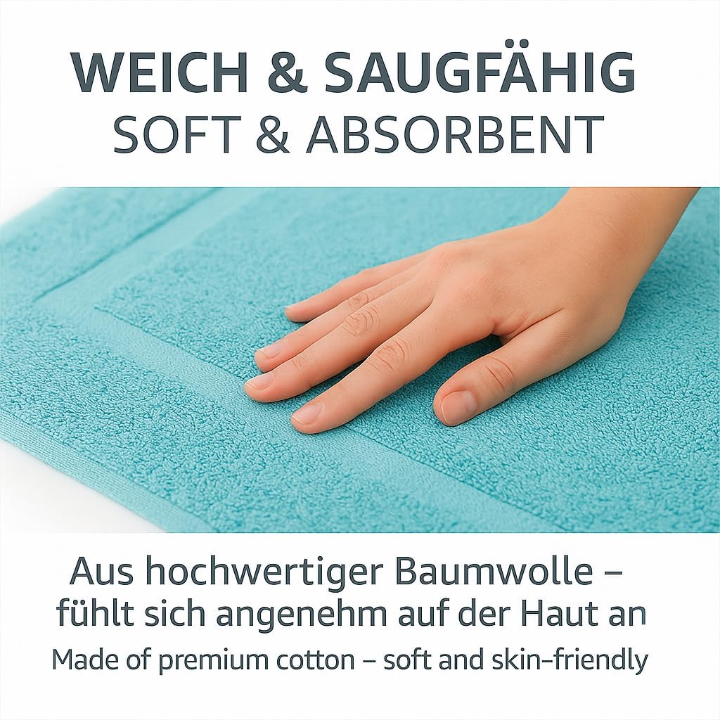 Betz Badvorleger Premium 10 Stück 50×70 cm – Badematte aus 100% Baumwolle (ca. 650 g/m²), saugstark