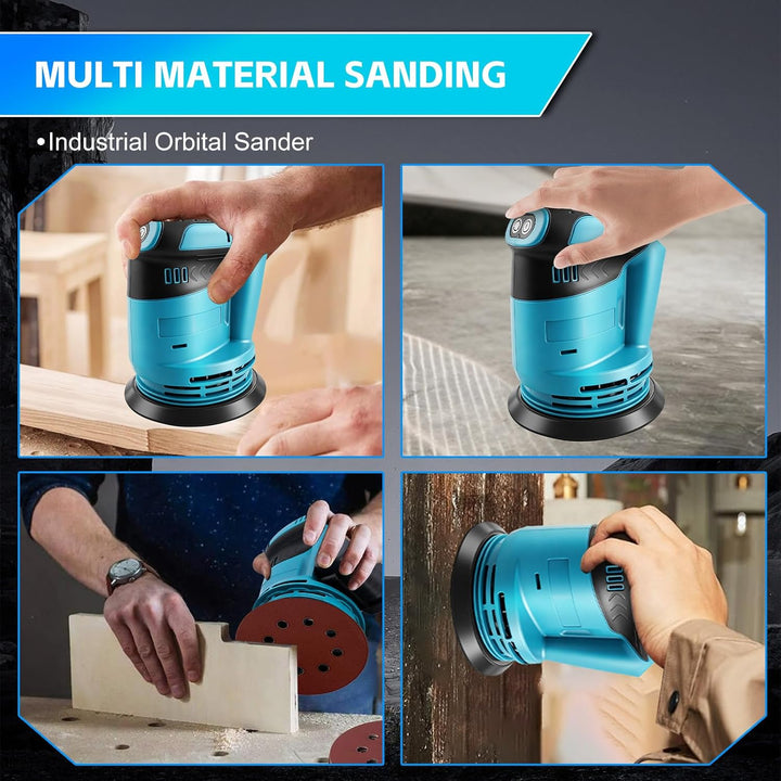 Akku-Exzenterschleifer kompatibel mit Makita 18V Akku, 125 mm Exzenterschleifer mit 3 Leistungsstufe