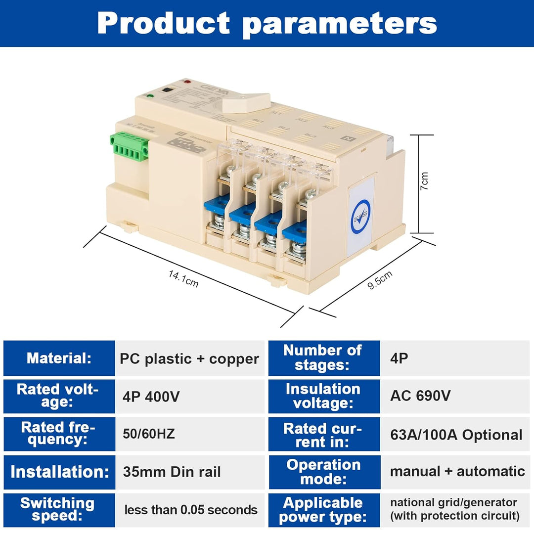 W2R Mini ATS, GEYA 2P/3P/4P Doppia Alimentazione Automatischer Transferschalter, Ununterbrochener El