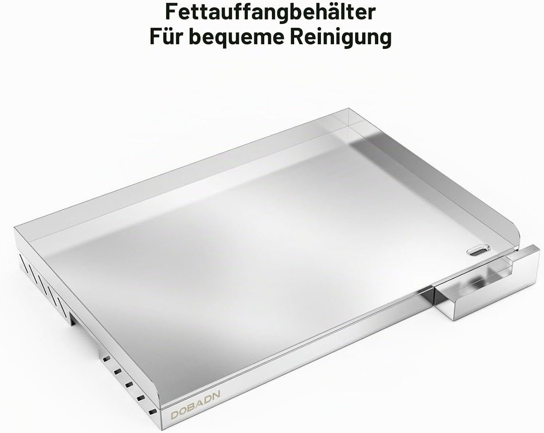 Universal BBQ Edelstahl Plancha Grillplatte Griddle für Gas- und Holzkohlegrill,58.3 * 40.5 * 7 CM,