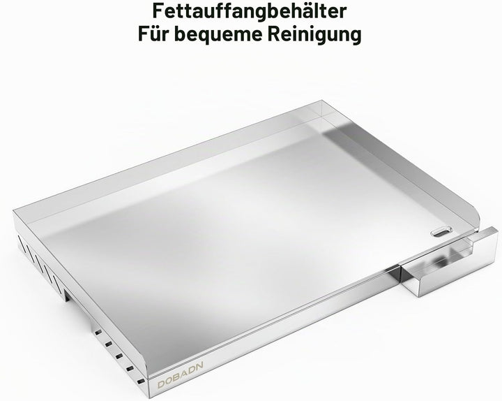 Universal BBQ Edelstahl Plancha Grillplatte Griddle für Gas- und Holzkohlegrill,58.3 * 40.5 * 7 CM,