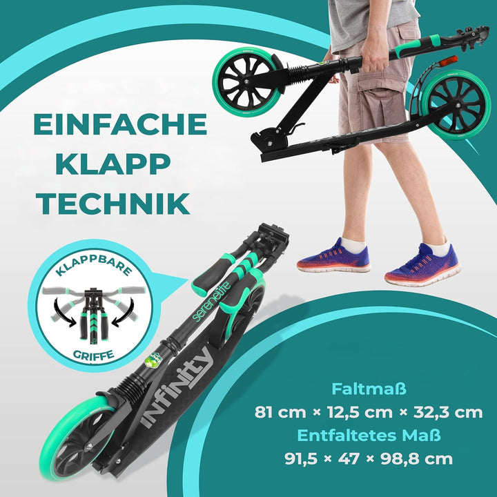 SereneLife Roller für Kinder & Erwachsene, Unisex-Tretroller, Cityroller, klappbar & höhenverstellba
