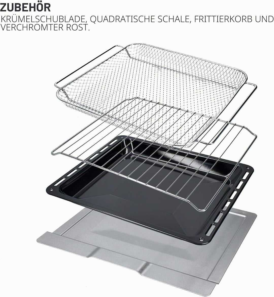 TM Electron EASYBAKE TMPHO020REB Mini Backofen Retro Design mit Fritteuse Funktion ohne Öl, 20 Liter