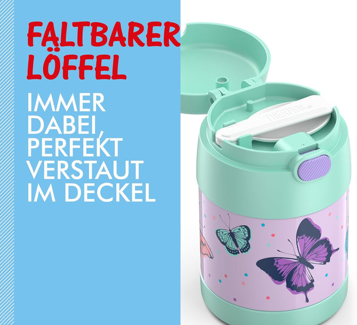 RMOVR THERMOS kids FUNTAINER FOOD JAR 0,30l, butterflies, Thermobehälter für Essen mit Löffel für Ki
