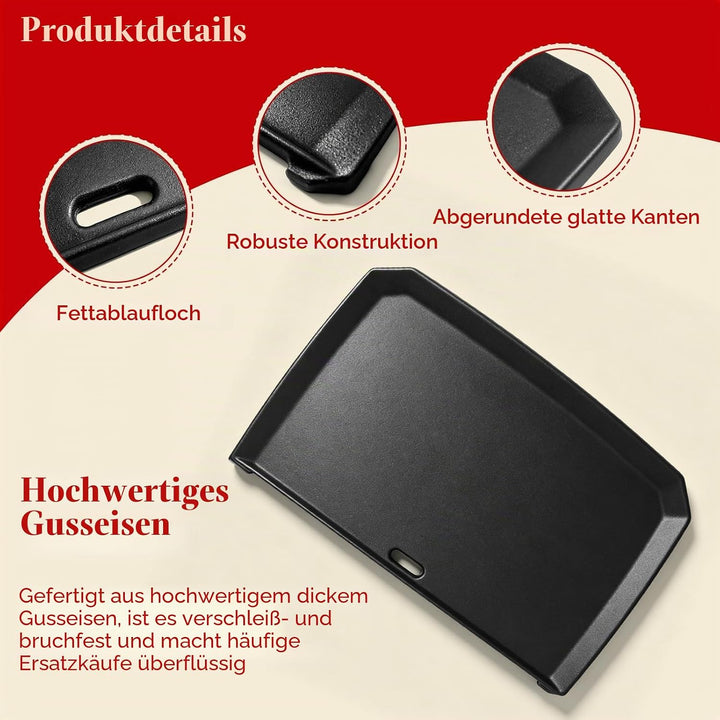 38,6 x 24,6 CM Gusseisen Plancha Grillplatte für Weber Pulse 2000 Elektrogrills, Langlebige und Hitz