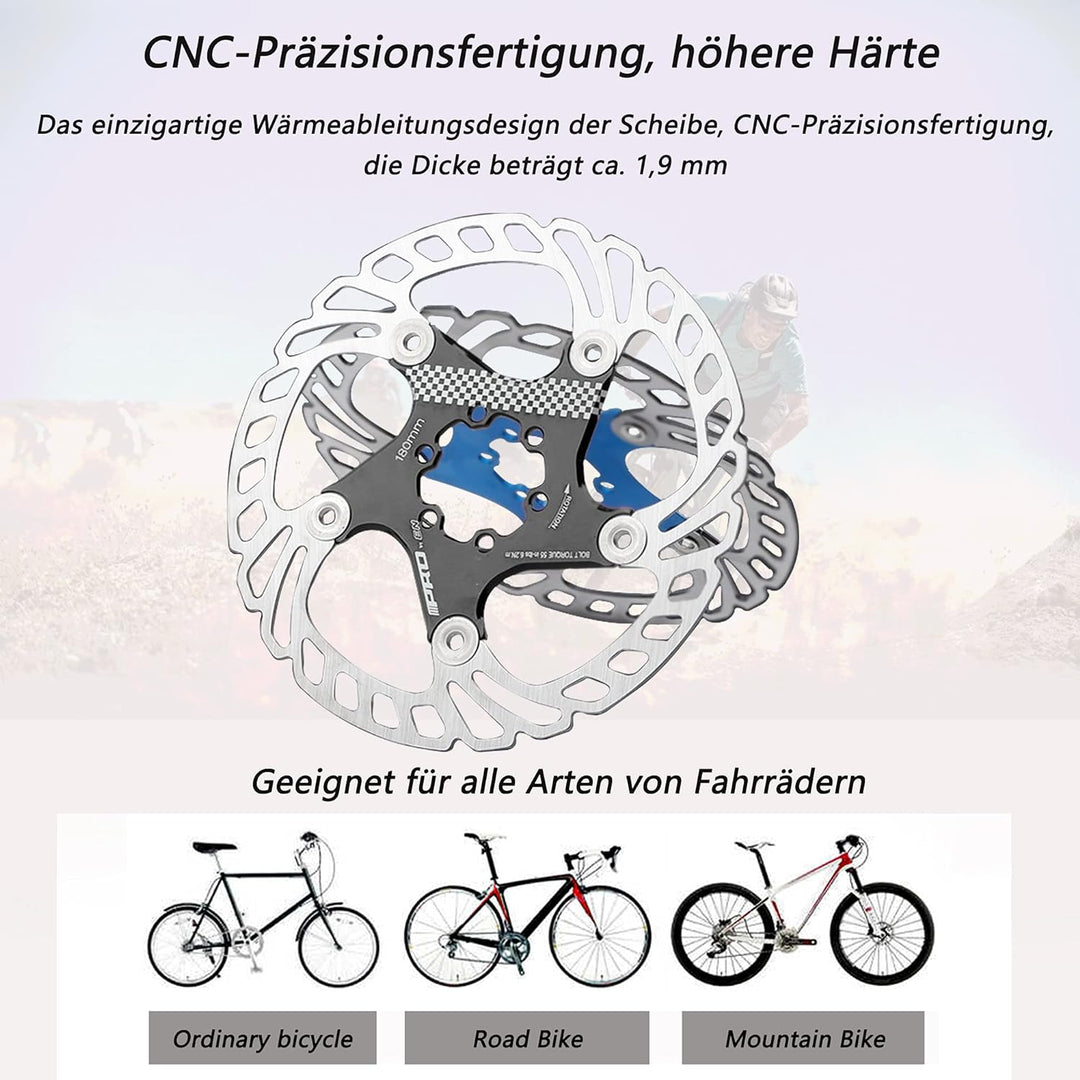 Fahrradscheibenbremsrotor, 160 mm / 180 mm/203mm, MTB-Rennradrotor 6-Loch-Rotor, Fahrradzubehör(Schw