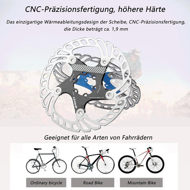 Fahrradscheibenbremsrotor, 160 mm / 180 mm/203mm, MTB-Rennradrotor 6-Loch-Rotor, Fahrradzubehör(Schw