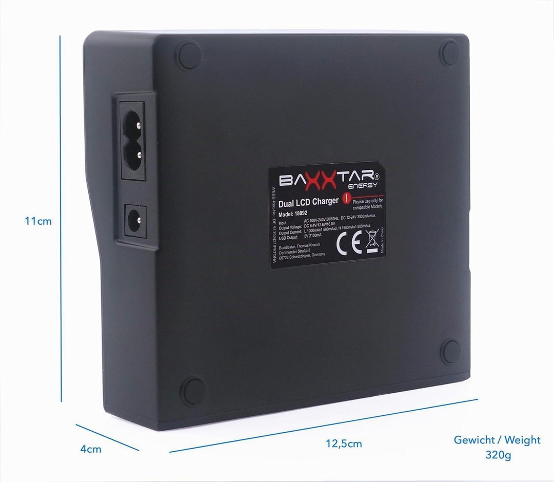 Baxxtar Pro - LCD DUAL Ladegerät - kompatibel mit Akku Sony BP-U30 BP-U35 BP-U60 BP-U65 BP-U70 BP-U9