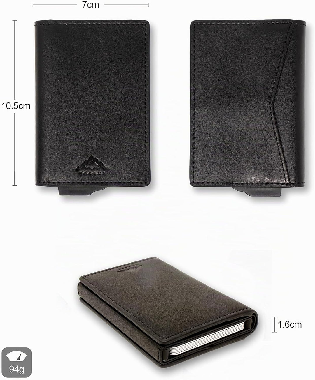 Stealth Wallet – Minimalistische Schlanke Leichte Pop-Up Kartenhalter – Kontaktlos Geschützte Sicher
