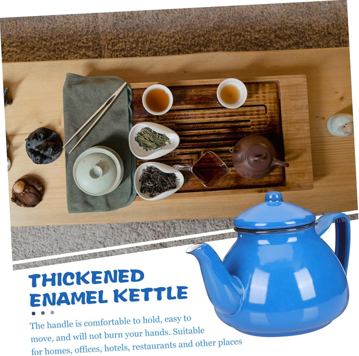 DOITOOL Türkische Teekanne Teapot Vintage Kochkessel Emaille Teekessel 1000ml Teebereiter Retro Wass
