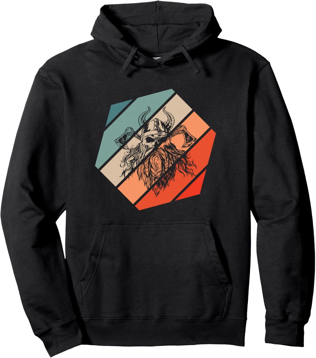 Wikinger Schädel Retro Style Vintage Pullover Hoodie