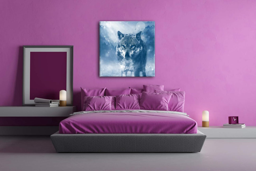 deyoli Stolzer Wolf Format: 60x60 als Leinwand, Motiv fertig gerahmt auf Echtholzrahmen, Hochwertige