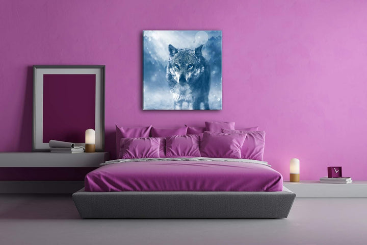 deyoli Stolzer Wolf Format: 60x60 als Leinwand, Motiv fertig gerahmt auf Echtholzrahmen, Hochwertige
