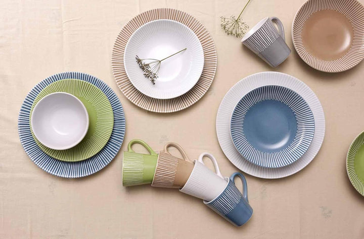 Ritzenhoff &amp; Breker Banda Suppenteller 6er Set, 20 cm, Tiefe Essteller mit Streifen-Relief, Minimali