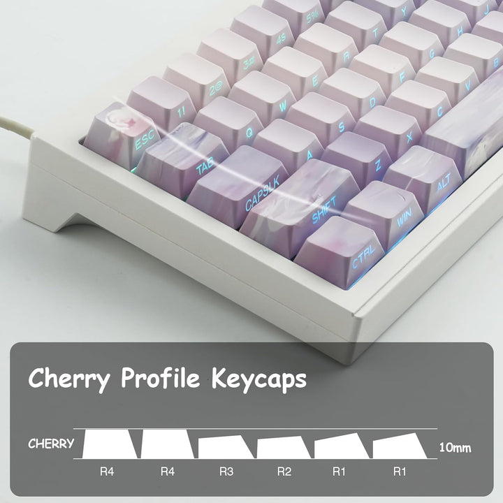 Sunzit PBT Keycaps 130 Tasten Custom Keycaps Cherry Profile Dye-Sub Tastenkappen Set Monet Seerosen