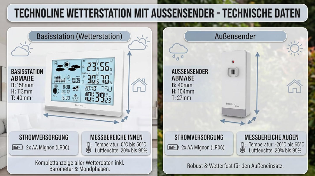 Technoline WS6762weiss Funkwetterstation WS6762 mit Aussensender,