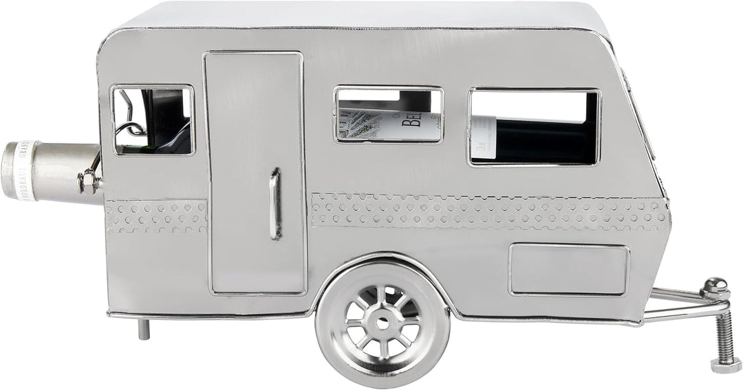 BRUBAKER Weinflaschenhalter Wohnwagen - Metall Flaschenhalter Camping - Wein Geschenk für Camper - F