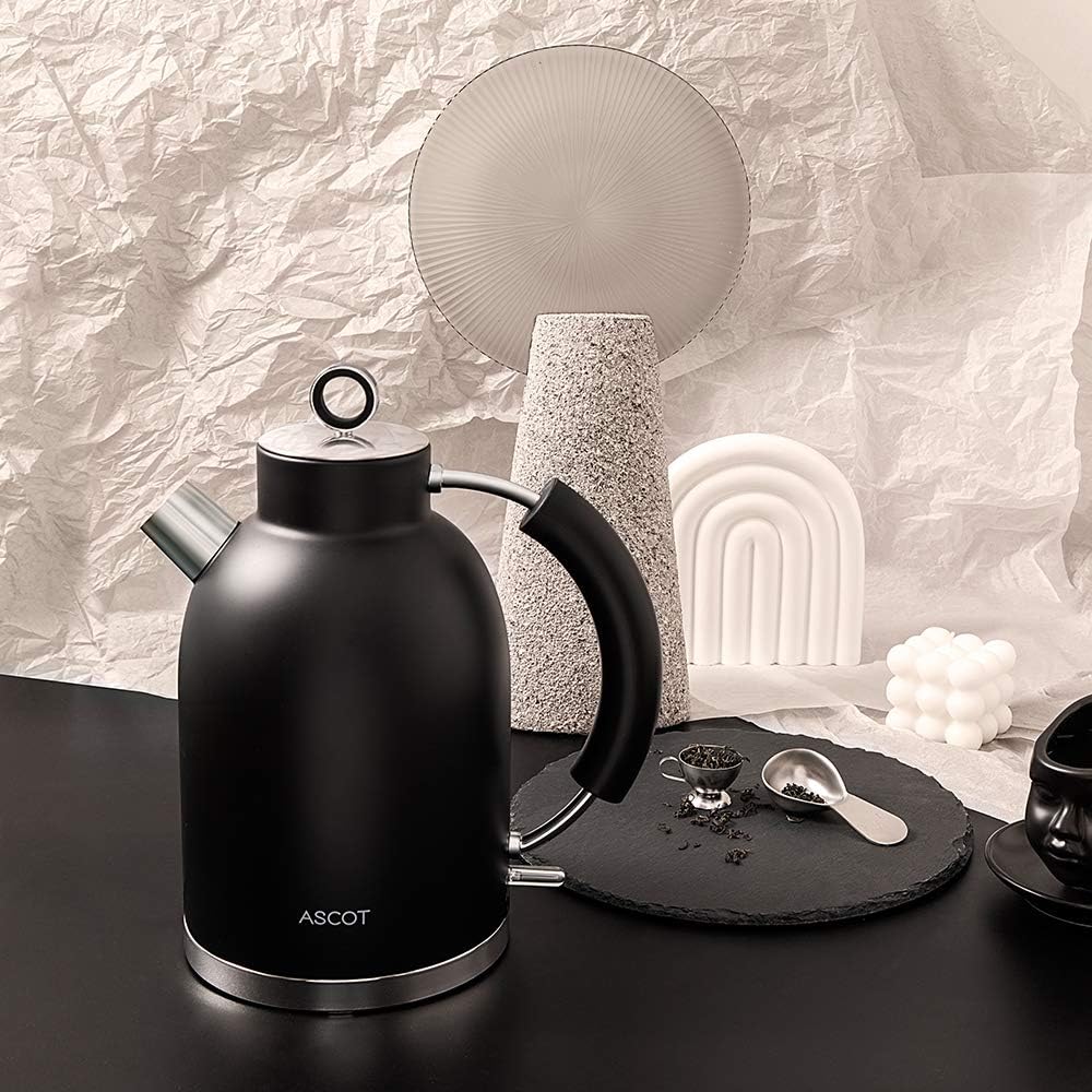 ASCOT Wasserkocher Edelstahl, Elektrischer Wasserkessel Geschenke für Männer/Frauen/Familie 1,5 lite