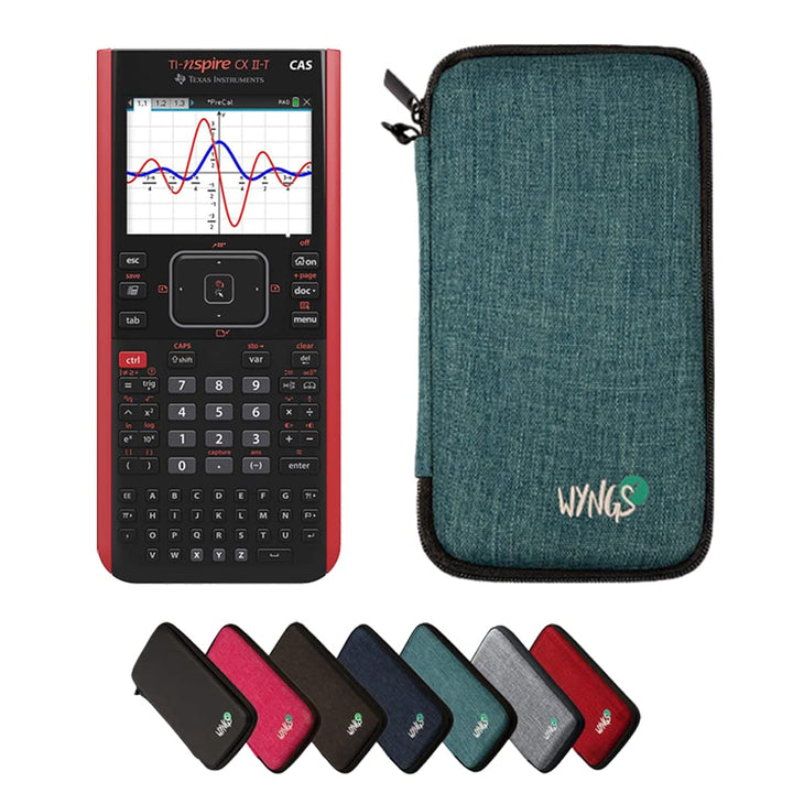 CALCUSO Sparpaket: TI Nspire CX II-T CAS Grafikrechner + WYNGS Schutztasche türkis + Erweiterte Gara