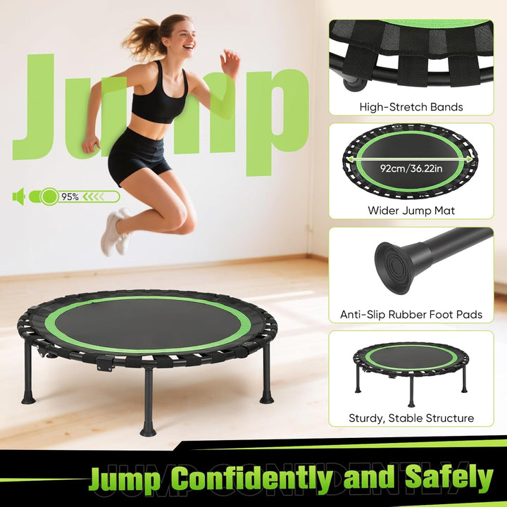 FitnessTrampoline,101cm Mini-Trampolin,Tragkraft 200 kg Grün, Grün