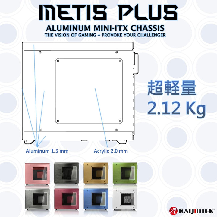 Raijintek METIS Plus Mini-ITX Computer Gehäuse, Tower Case, Mini Gehäuse PC, PC - Gehäuse Silent, Bo