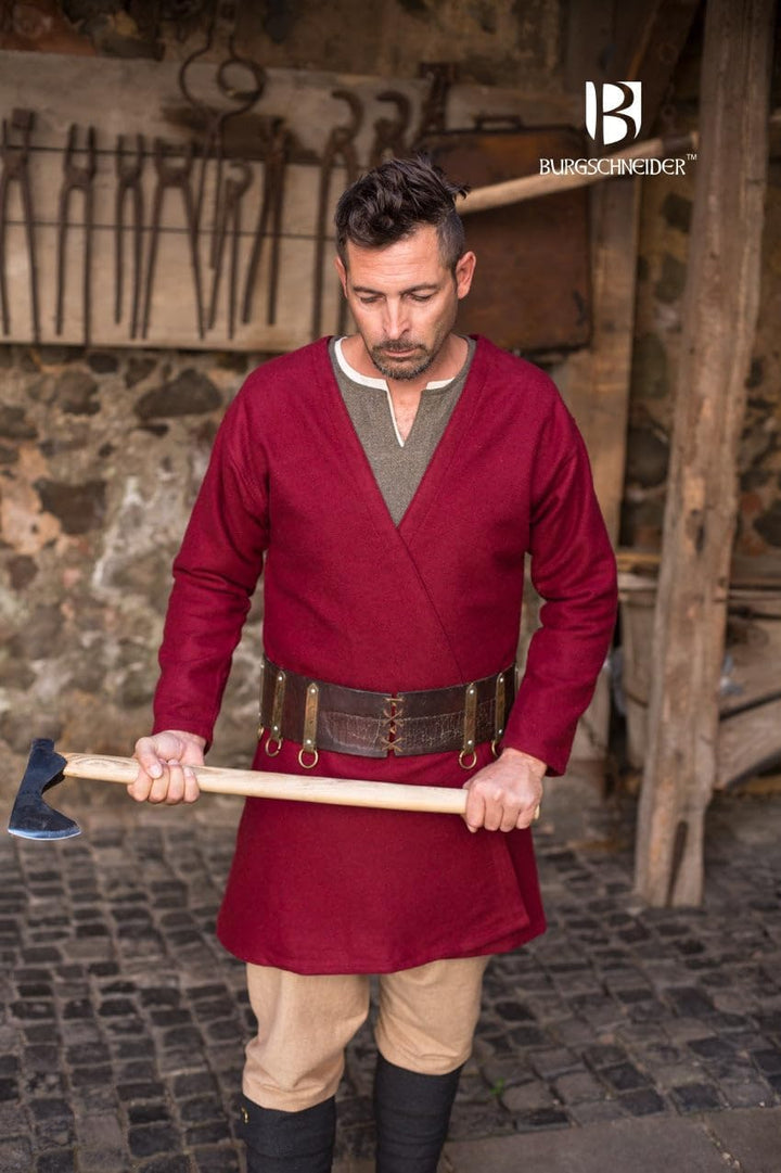 Burgschneider - Klappenrock Loki - Kleidung für Larp, Mittelalter, Cosplay und Fantasy, Rot L
