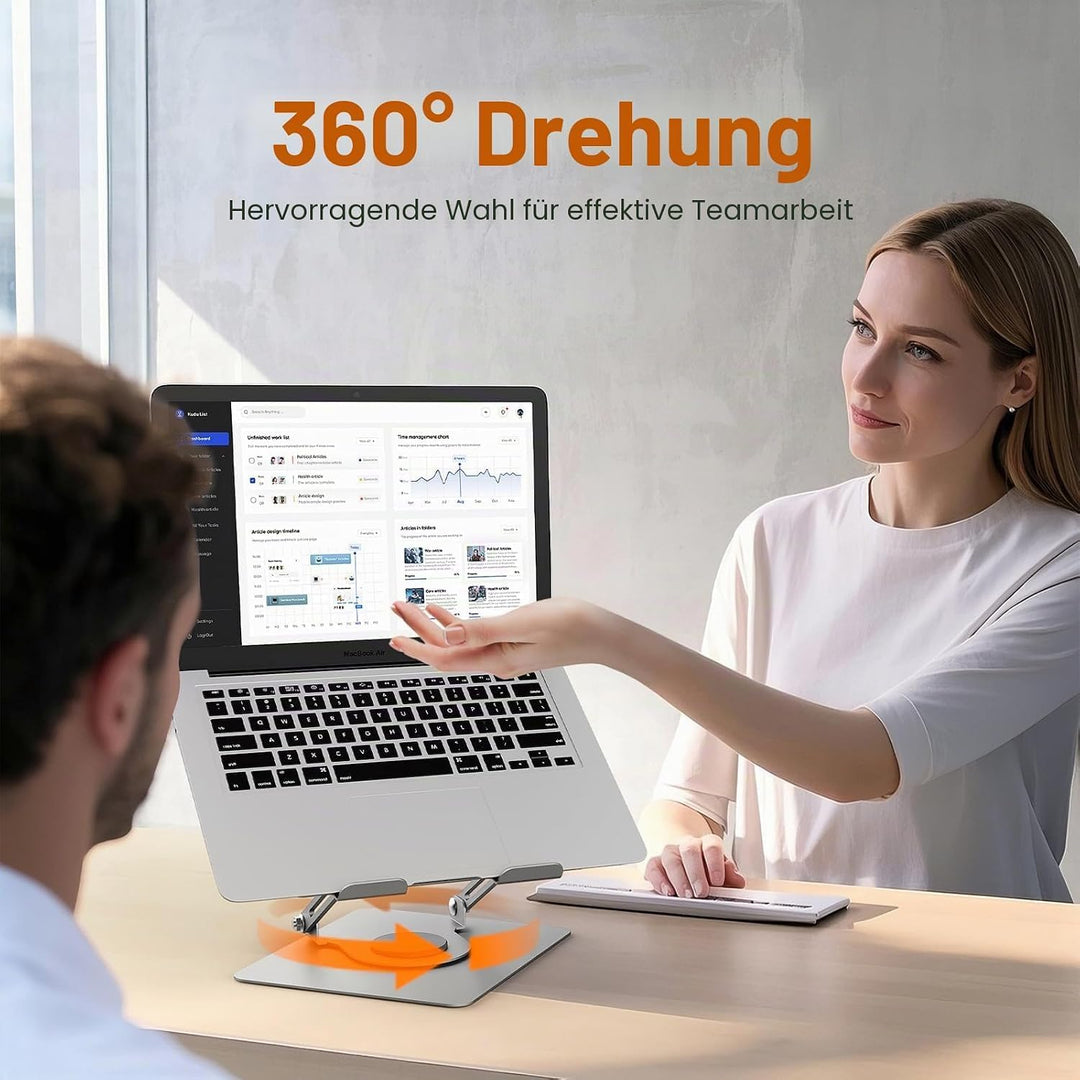 GRIFEMA Laptop Ständer Höhenverstellbar und Faltbar, 360° Drehbare Basis, Stabil, Belüftet und Ergon