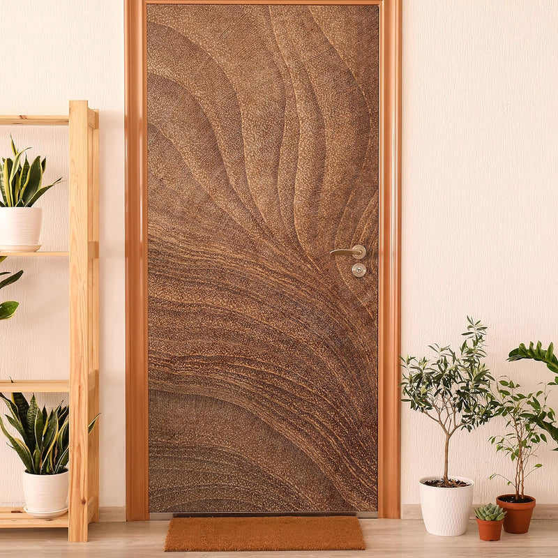 wandmotiv24 Türtapete Holz Maserung, Wellen, Natur, Echtholz 90 x 200cm (B x H) - Dekorfolie selbstk