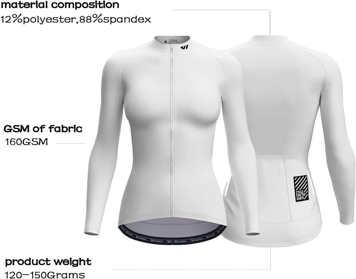 Wulibike Damen Radtrikot,Fahrradtrikot Damen Langarm Atmungsaktiv Rennrad Trikot Damen mit 3 Rückent