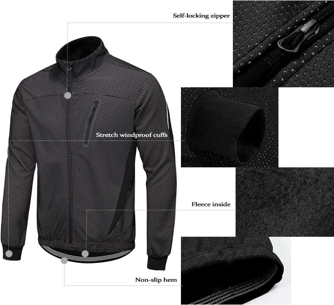 HOMTOL Herren Fahrradjacke Polarfleece-Futter Wasserdicht Winter Thermal Radjacke winddicht regenfes