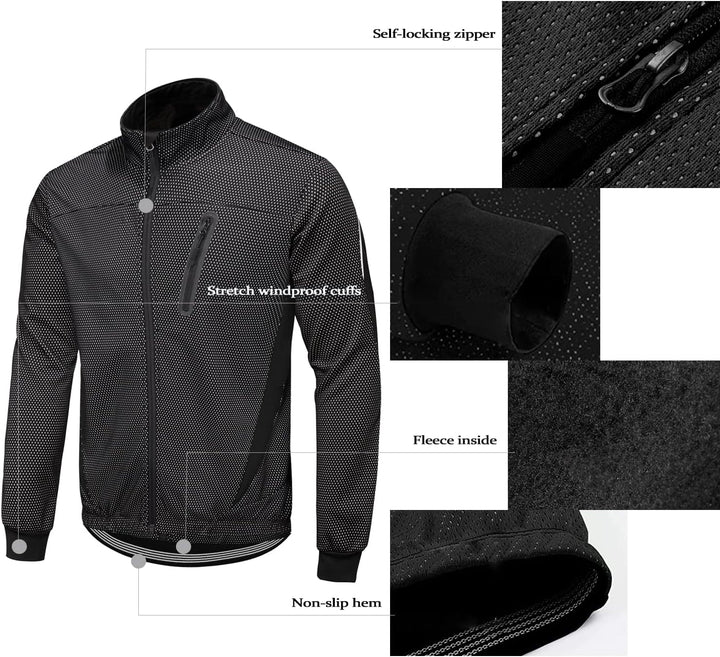 HOMTOL Herren Fahrradjacke Polarfleece-Futter Wasserdicht Winter Thermal Radjacke winddicht regenfes