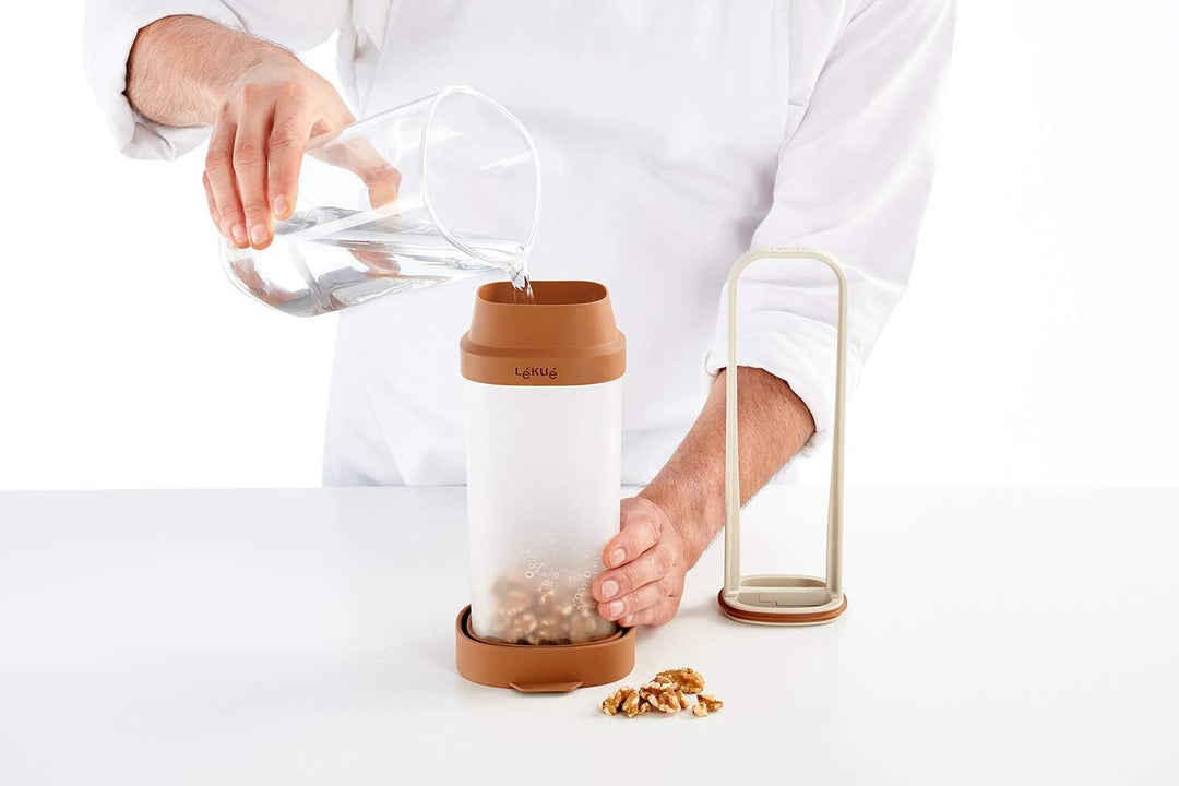 Lékué Home Gemüse Getränkebehälter, 1000 Milliliter, Kunststoff, braun