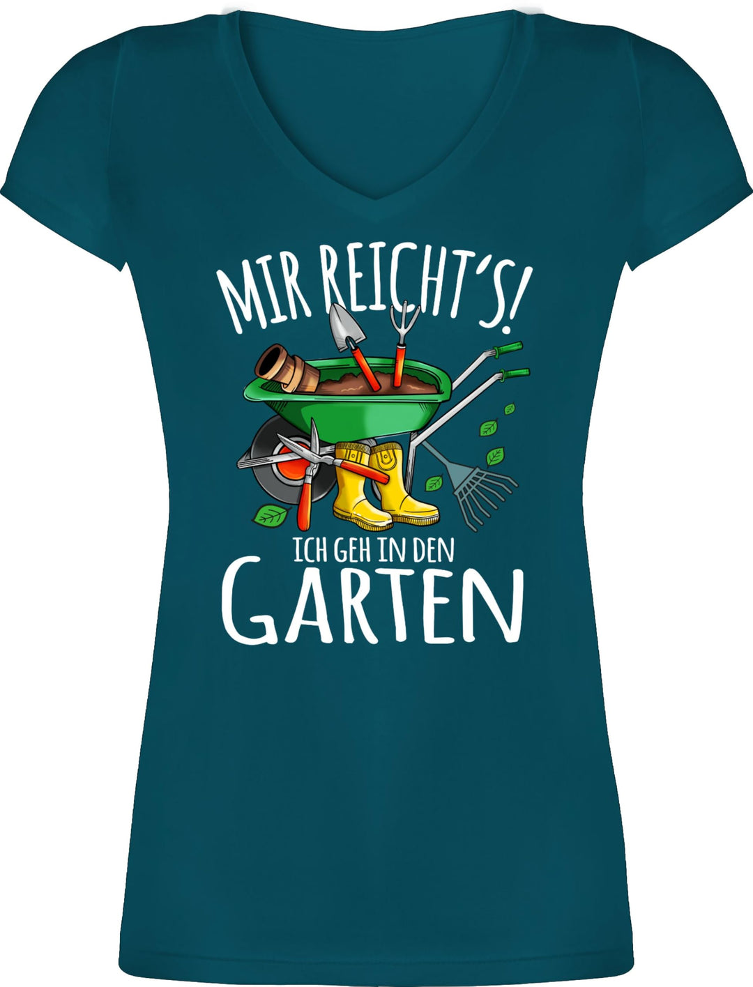 Shirtracer - T-Shirt Damen V Ausschnitt - Hobby Outfit - Mir reicht's ich GEH in den Garten - Garten
