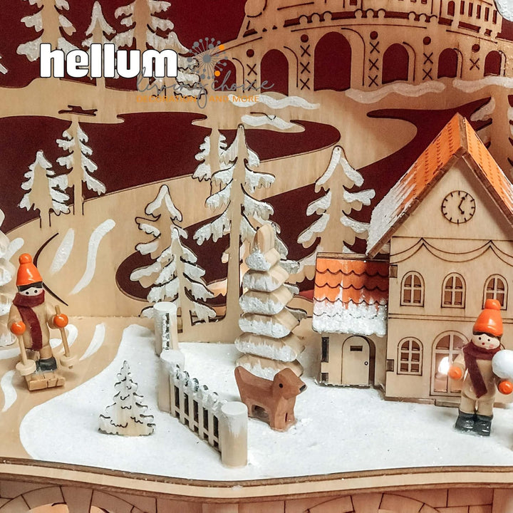Hellum LED Schwibbogen Weihnachten naturfarbenen Holz, mit Timer, Lichterbogen Weihnachten 45x16x32