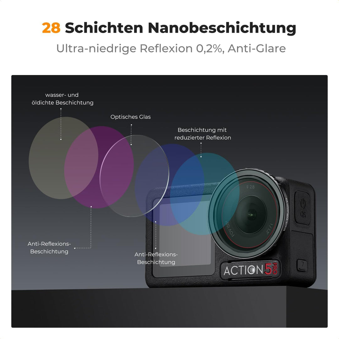 K&amp;F CONCEPT Push in Fit Black Promist 1/4 &amp; ND &amp; CPL Filter Set Kompatibel mit DJI Osmo Action 5 Pro