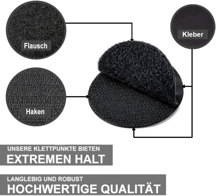 Klettpunkte selbstklebend extra stark, Klett Klebepunkte, Klettband rund selbstklebend, Klettpunkte