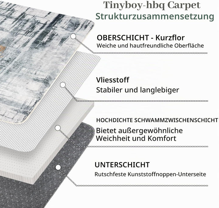 Tinyboy-hbq Teppiche Modern Designer für Wohnzimmer Kurzflor Teppich für Wohnzimmer Schlafzimmer Gra