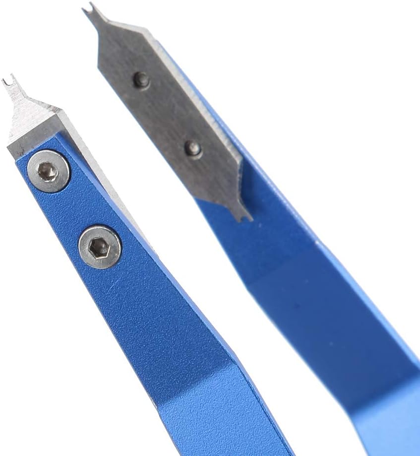DAUERHAFT Pince à Épiler à Ressort, Pince à Épiler en V Bleu Pratique, pour Horlogers et Réparateurs