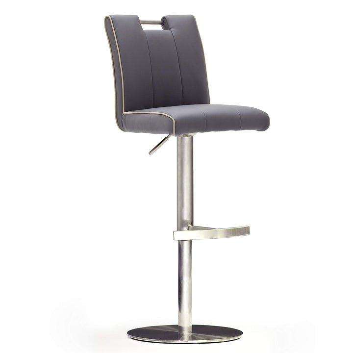 Robas Lund CA.STA Barstuhl/-hocker, PU/Edelstahl, rund/360 Grad drehbar, ca. 42 x 87-112 x 51 cm, gr
