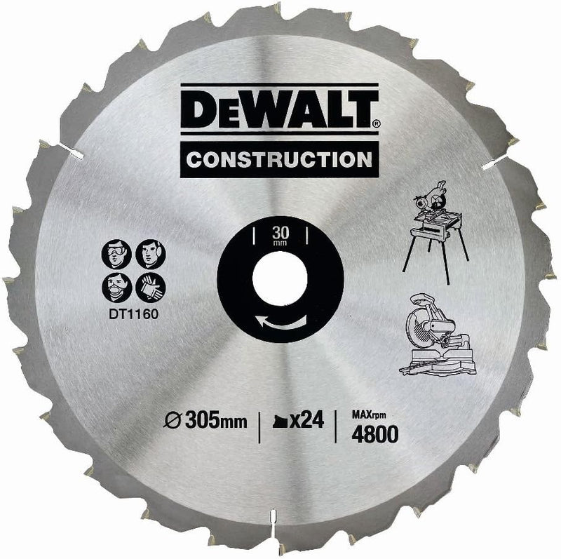 Dewalt 305 x 30 mm x 24 -Zahn- Bau -Kreissägeblatt, DT1160-QZ