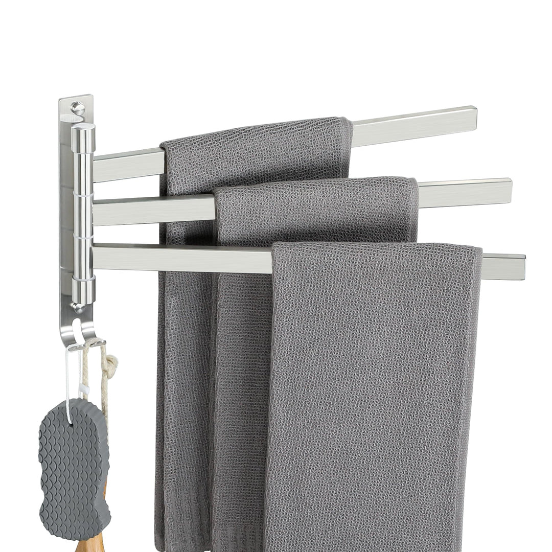 SAYAYO Handtuchhalter Schwenkbar 3 Armig Handtuchhalter Wand Gebürstet Handtuchstange Gästehandtuchh