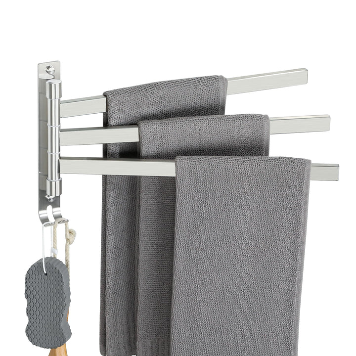 SAYAYO Handtuchhalter Schwenkbar 3 Armig Handtuchhalter Wand Gebürstet Handtuchstange Gästehandtuchh