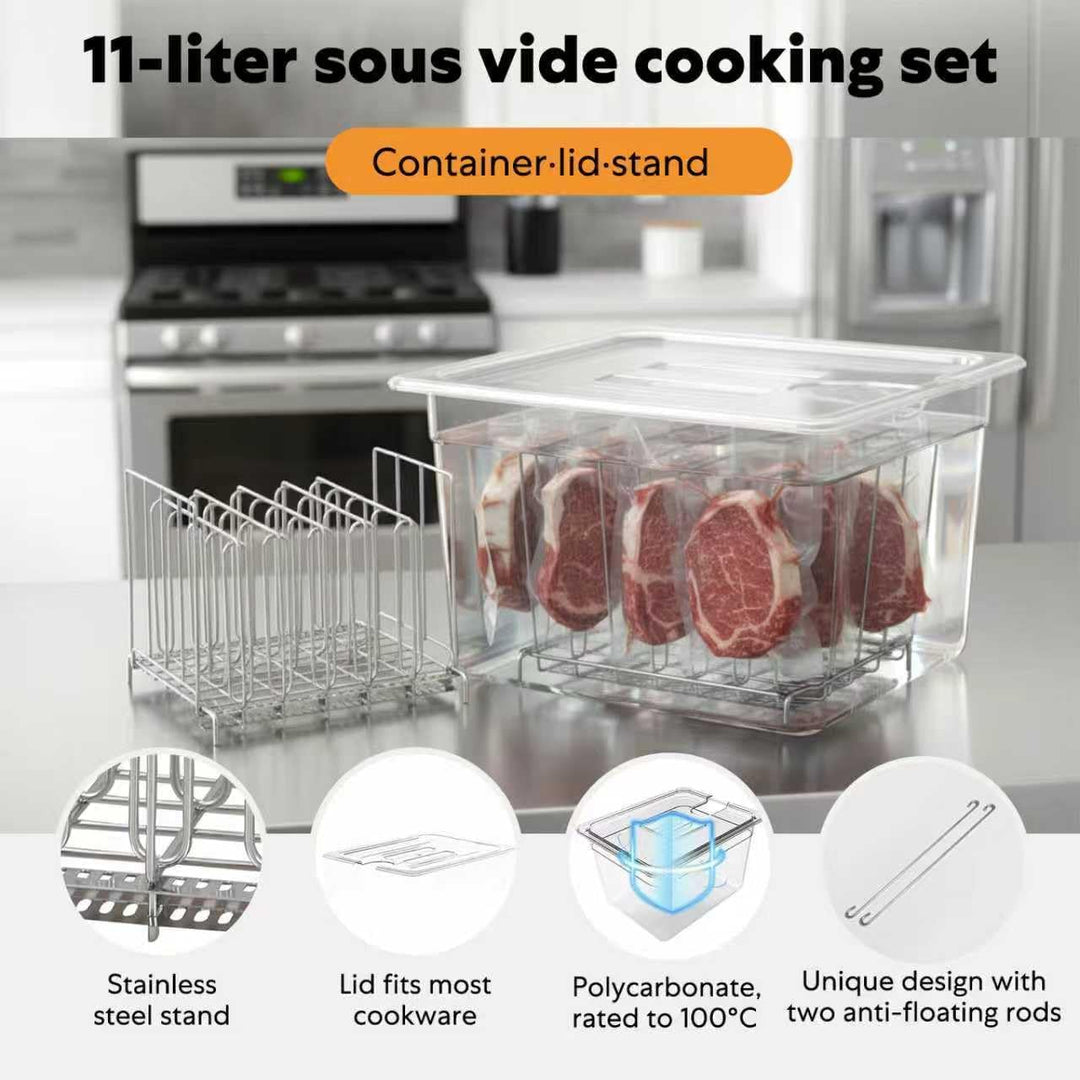 Sous Vide Behälter 11L Mit Deckel und Edelstahl Halterung für Sous Vide Stick Garer Mehrere Marken M